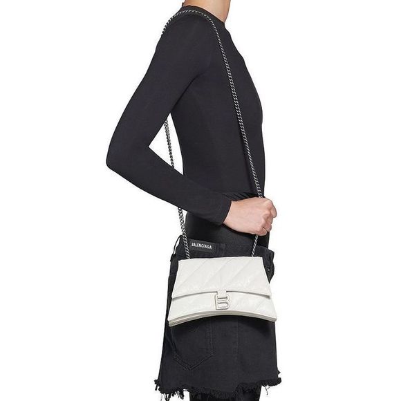 Balenciaga Crush White Chain XS Quilted Silver Bag - Picture 1 of 3
